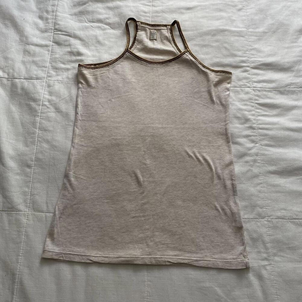 Women's Cream Embroidered Strap Tank Top